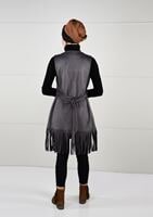 Tesettür giyim GRİ KUŞAKLI PÜSKÜLLÜ SÜET YELEK 36341