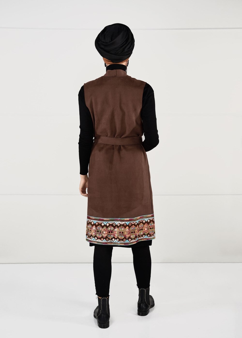 Tesettür giyim KAHVE GÜPÜRLÜ YELEK 40151