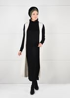 Tesettür giyim BEJ KAPÜŞONLU TRİKO YELEK 55141