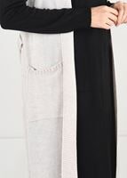 Tesettür giyim BEJ KAPÜŞONLU TRİKO YELEK 55141