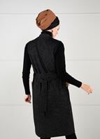 Tesettür giyim SİYAH CEPLERİ KÜRK DETAYLI LİKRALI YELEK 77931