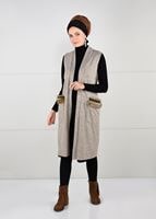 Tesettür giyim BEJ CEPLERİ KÜRK DETAYLI LİKRALI YELEK 77931