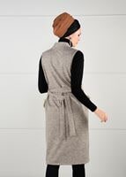 Tesettür giyim BEJ CEPLERİ KÜRK DETAYLI LİKRALI YELEK 77931