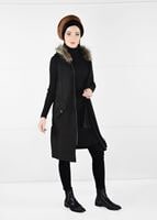 Tesettür giyim SİYAH PELUŞ DETAYLI YIRTMAÇLI SÜET YELEK 94451