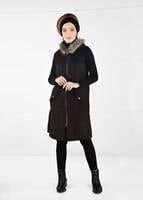 Tesettür giyim SİYAH PELUŞ DETAYLI YIRTMAÇLI SÜET YELEK 94451