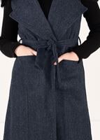 Tesettür giyim LACİVERT KÜRKLÜ KUŞAKLI YELEK 0748