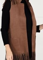 Tesettür giyim TABA PÜSKÜLLÜ CEPLİ SÜET YELEK 0778