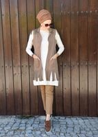 Tesettür giyim VİZON PÜSKÜLLÜ CEPLİ SÜET YELEK 0778