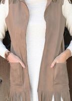 Tesettür giyim VİZON PÜSKÜLLÜ CEPLİ SÜET YELEK 0778