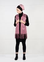 Tesettür giyim PEMBE PÜSKÜLLÜ CEPLİ SÜET YELEK 0778