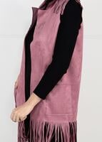Tesettür giyim PEMBE PÜSKÜLLÜ CEPLİ SÜET YELEK 0778