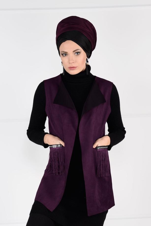 Vêtements hijab  FRINGED SUEDE VEST 1758  - TRENDTESETTÜR