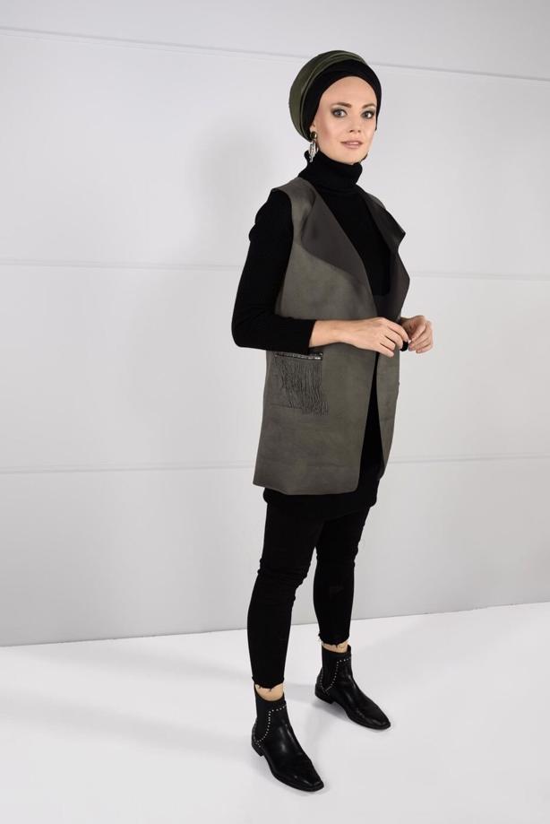 Hijab clothing  FRINGED SUEDE VEST 1758  - TRENDTESETTÜR