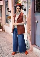 Hijab clothing BROWN FRINGED SUEDE VEST 1758 