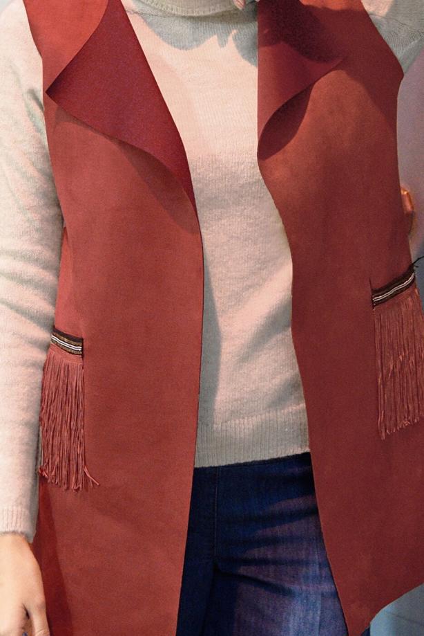 Hijab clothing  FRINGED SUEDE VEST 1758  - TRENDTESETTÜR