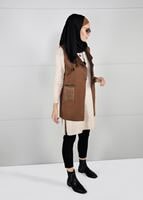 Tesettür giyim TABA PÜSKÜL DETAYLI SÜET YELEK 1758