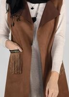 Tesettür giyim TABA PÜSKÜL DETAYLI SÜET YELEK 1758