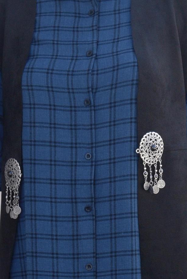 Tesettür giyim  BELİ DETAYLI LİKRALI SÜET YELEK 2390 - TRENDTESETTÜR