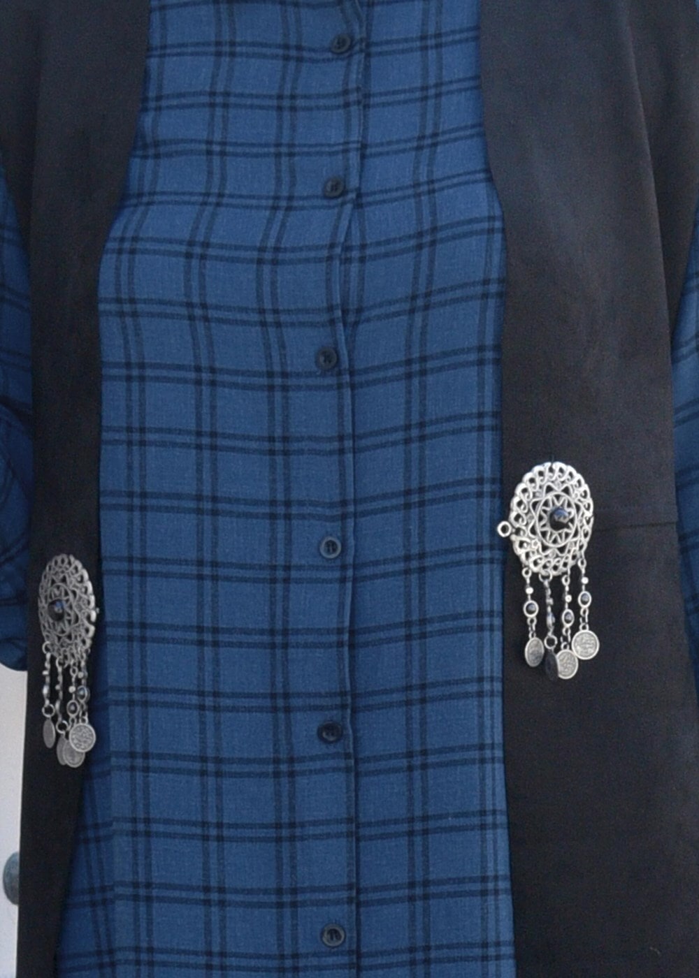 Tesettür giyim SİYAH BELİ DETAYLI LİKRALI SÜET YELEK 2390