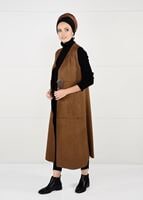 Hijab clothing BROWN LYCRA SUEDE VEST 2390 