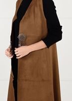 Hijab clothing BROWN LYCRA SUEDE VEST 2390 