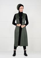 Vêtements hijab KAKI GILET EN DAIM 2390