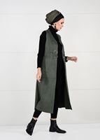 Vêtements hijab KAKI GILET EN DAIM 2390