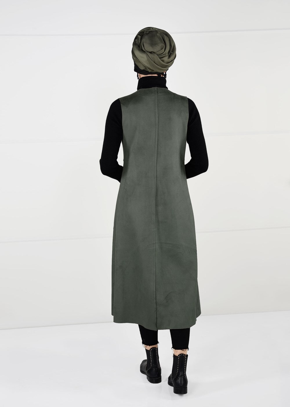 Vêtements hijab KAKI GILET EN DAIM 2390