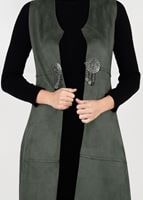 Vêtements hijab KAKI GILET EN DAIM 2390