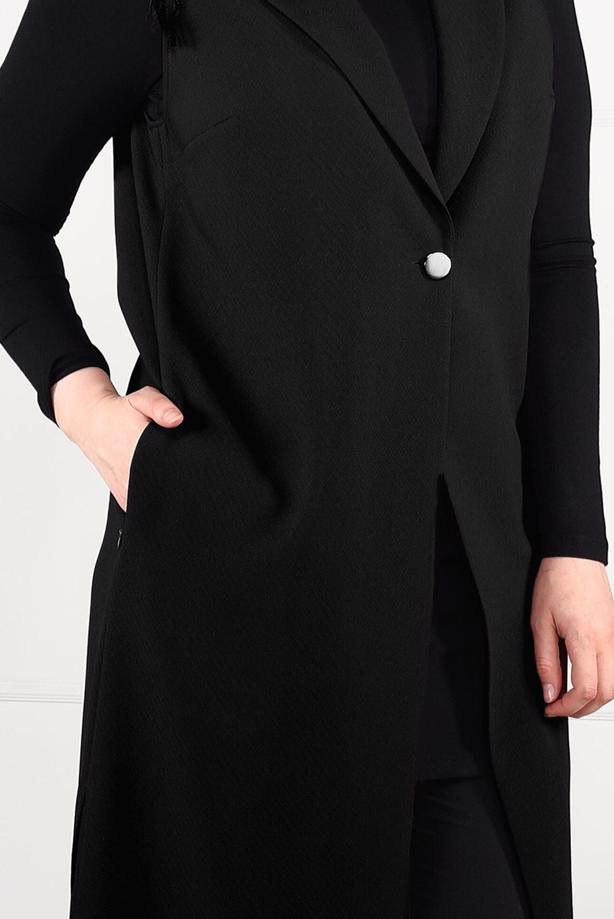 Hijab clothing BLACK BUTTONED VEST 2641  - TRENDTESETTÜR