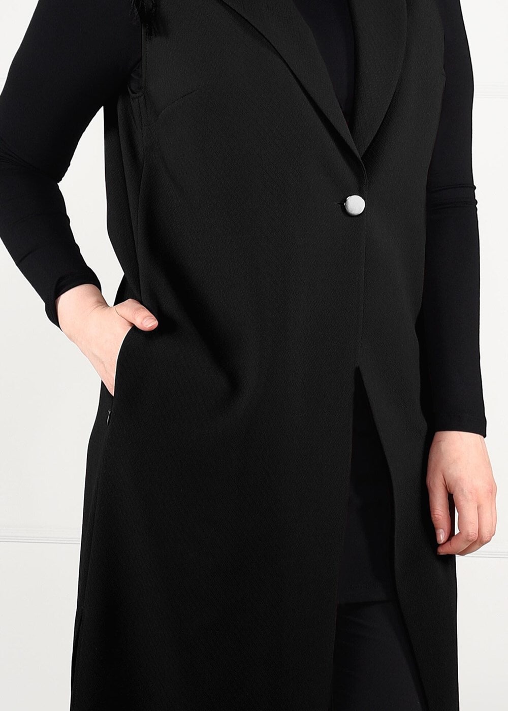 Hijab clothing BLACK BUTTONED VEST 2641 