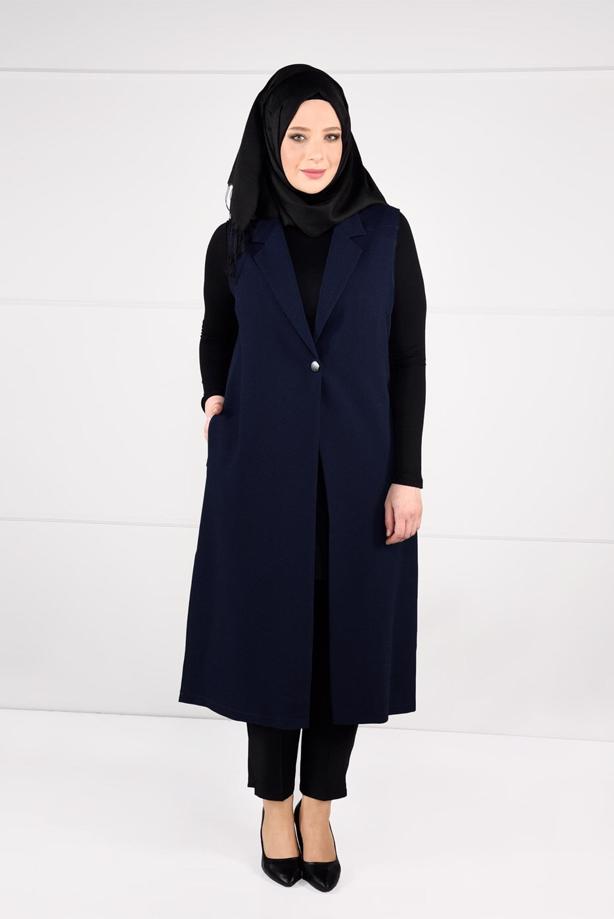 Hijab clothing NAVY BLUE BUTTONED VEST 2641  - TRENDTESETTÜR
