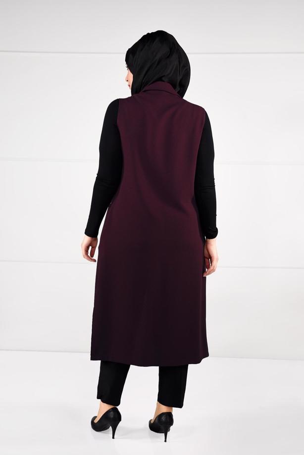 Hijab clothing CLARET RED BUTTONED VEST 2641  - TRENDTESETTÜR