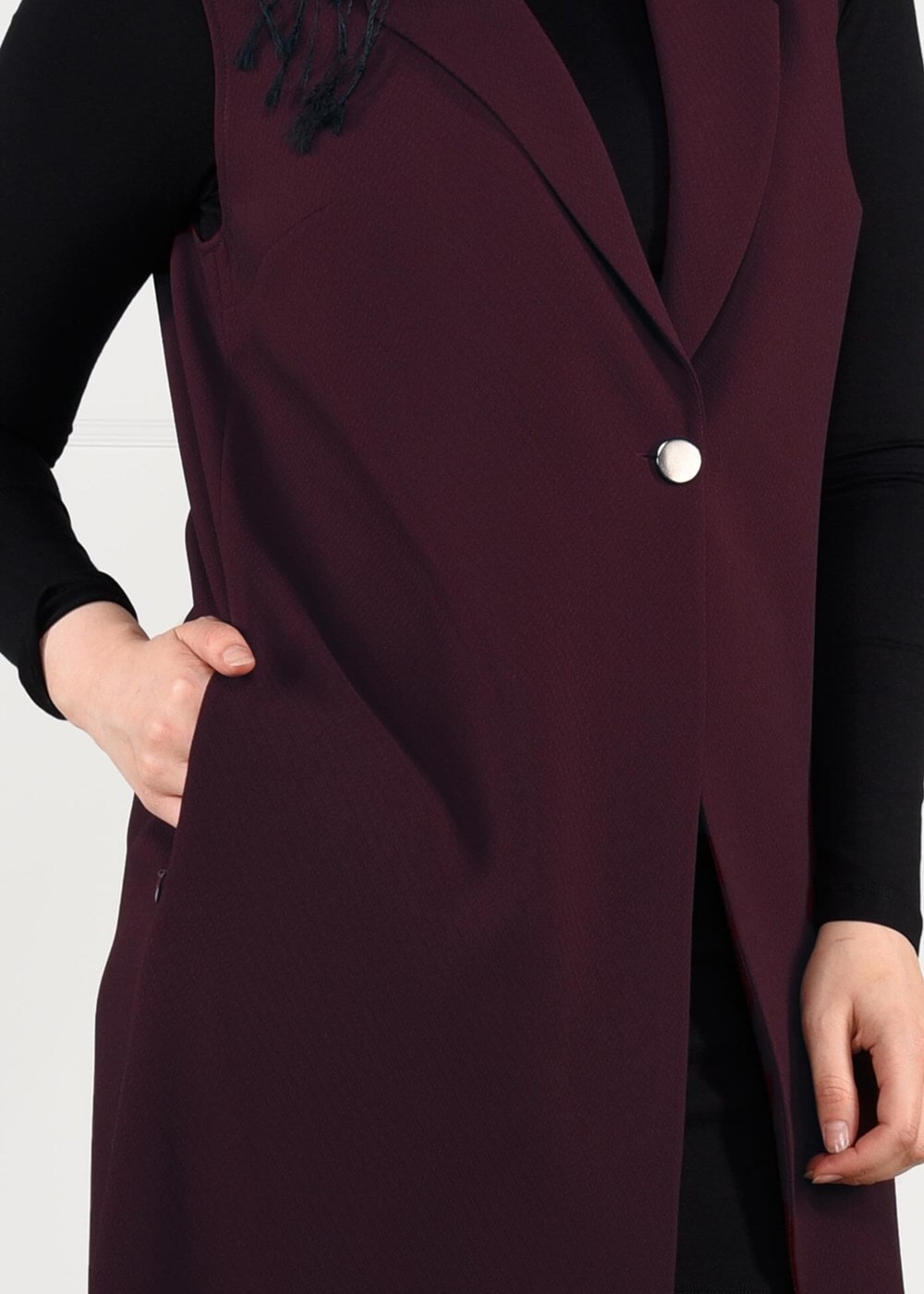 Vêtements hijab ROUGE BORDEAUX GILET À BOUTONNÉ 2641