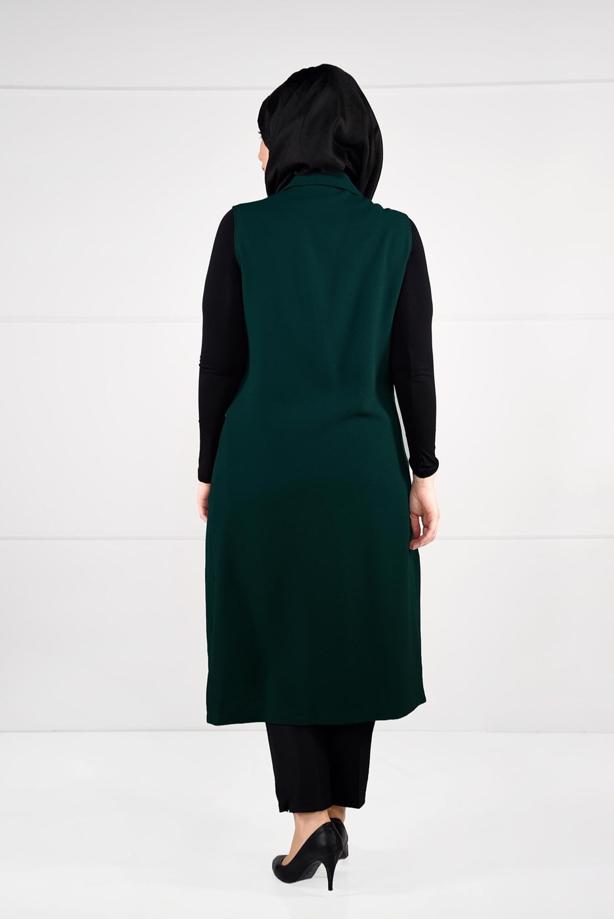Hijab clothing GREEN BUTTONED VEST 2641  - TRENDTESETTÜR