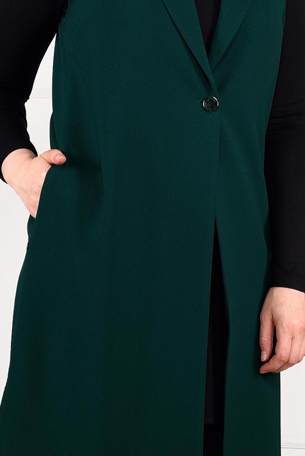 Hijab clothing GREEN BUTTONED VEST 2641  - TRENDTESETTÜR