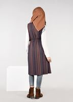 Hijab clothing NAVY BLUE STRIPPED ELASTIC-WAIST VEST 4069