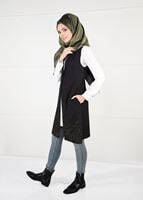 Tesettür giyim SİYAH YAZI DETAYLI DÜĞMELİ YELEK 4314