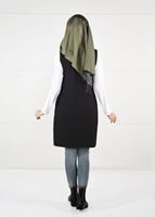 Tesettür giyim SİYAH YAZI DETAYLI DÜĞMELİ YELEK 4314