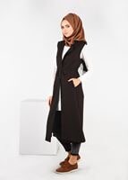 Tesettür giyim TABA BELDEN DERİ BAĞCIKLI YELEK 4713 