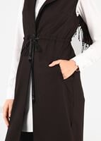 Tesettür giyim TABA BELDEN DERİ BAĞCIKLI YELEK 4713 