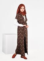 Tesettür giyim KAHVE ZİGZAG DESENLİ JAKARLI YELEK 4837