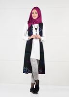 Tesettür giyim GRİ DESENLİ KUŞAKLI YELEK 4901