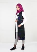 Tesettür giyim GRİ DESENLİ KUŞAKLI YELEK 4901