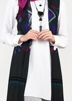 Tesettür giyim GRİ DESENLİ KUŞAKLI YELEK 4901