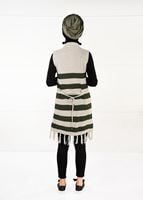 Tesettür giyim HAKİ ŞAL YAKA PÜSKÜLLÜ YELEK 4907 