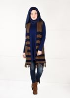 Tesettür giyim LACİVERT ŞAL YAKA PÜSKÜLLÜ YELEK 4907 