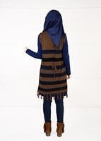 Tesettür giyim LACİVERT ŞAL YAKA PÜSKÜLLÜ YELEK 4907 