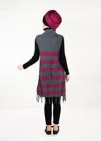 Tesettür giyim GRİ ŞAL YAKA PÜSKÜLLÜ YELEK 4907 