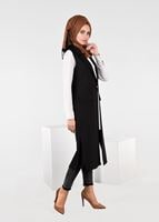 Tesettür giyim SİYAH YANLARI YIRTMAÇLI CEPLİ YELEK 4956 